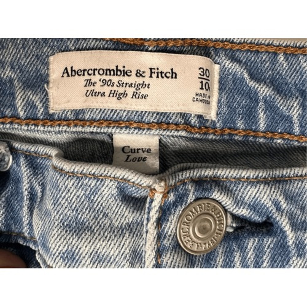 Abercrombie & Fitch Black The 90s Straight Ultra High Rise Blue Jean 30/10 Retro - Picture 2 of 10